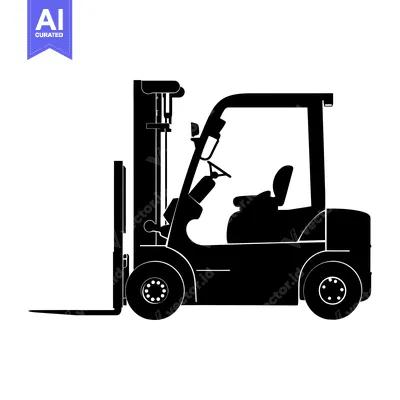 Silhouette of a forklift with lowered forks