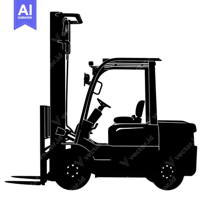 Aset desain premium: Silhouette of a Forklift with Extended Forks