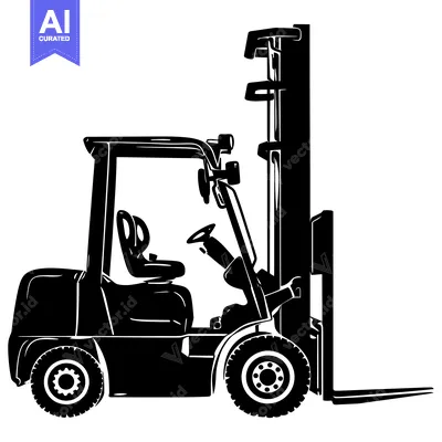 Black and White Silhouette of a Forklift