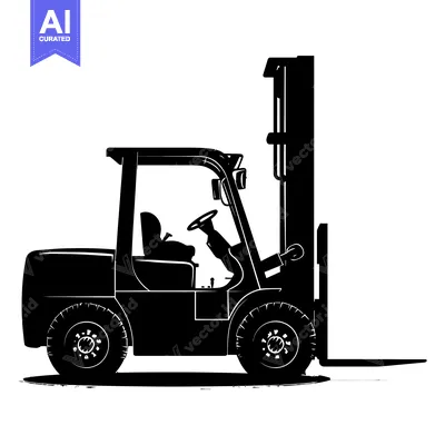 Black and White Silhouette of a Forklift