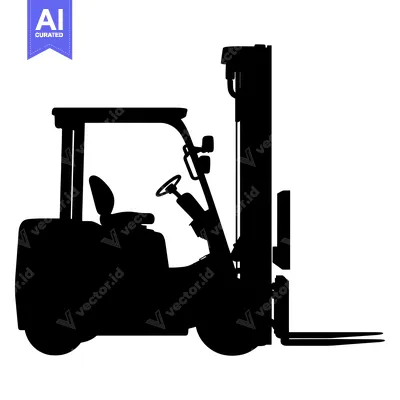 Black Silhouette of a Forklift