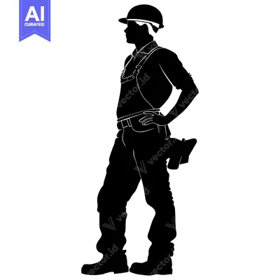 Popular premium asset: Silhouette of a Construction Worker with Tool Belt