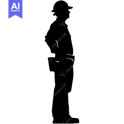 Aset premium populer: Silhouette of a Construction Worker with a Tool Belt