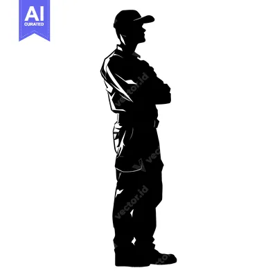 Aset premium populer: Silhouette of a Man Standing with Arms Crossed