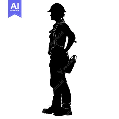 Aset premium populer: Silhouette of a Woman Wearing a Hard Hat and Work Gear