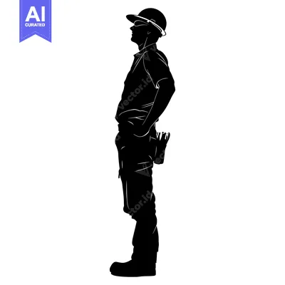 Aset premium populer: Silhouette of a Man in a Hard Hat and Safety Glasses