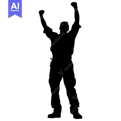 Aset premium populer: Silhouette of a Person Celebrating with Arms Raised