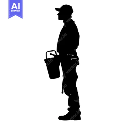 Aset premium populer: Silhouette of a construction worker holding a bucket