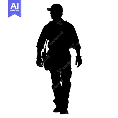 Aset premium populer: Silhouette of a Construction Worker with a Tool Belt