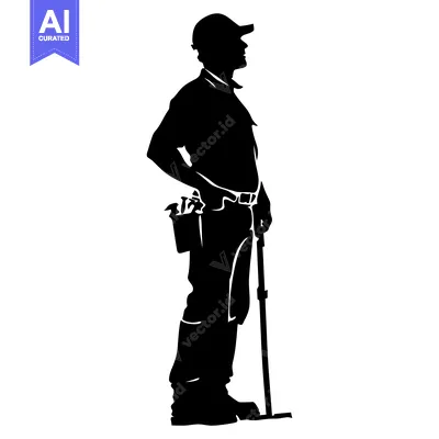 Aset premium populer: Silhouette of a construction worker holding a tool