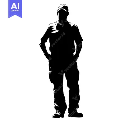 Aset premium populer: Silhouette of a man wearing a cap and casual clothing