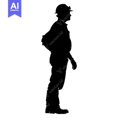 Premium design asset: Silhouette of a Miner in Workwear and Hard Hat