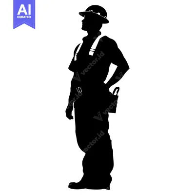 Premium design asset: Silhouette of a Construction Worker in Safety Gear