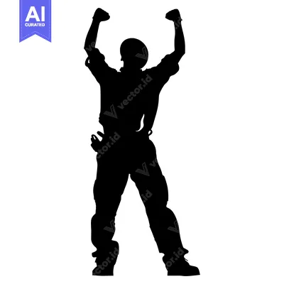 Premium design asset: Silhouette of a person with arms raised in victory