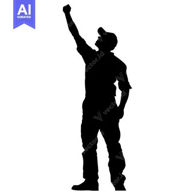 Aset premium populer: Silhouette of a Man Raising His Fist in the Air