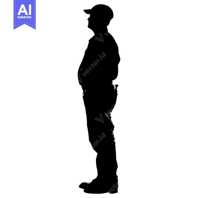 Premium design asset: Silhouette of a man standing in a cap and boots