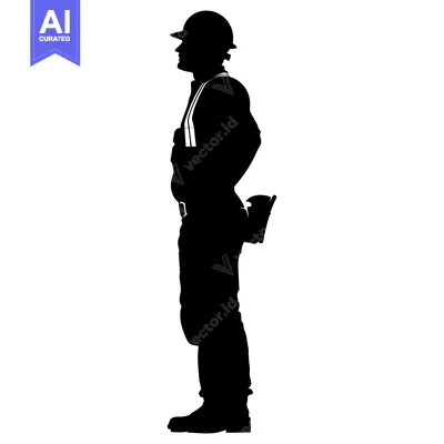 Aset premium populer: Silhouette of a Construction Worker in a Hard Hat
