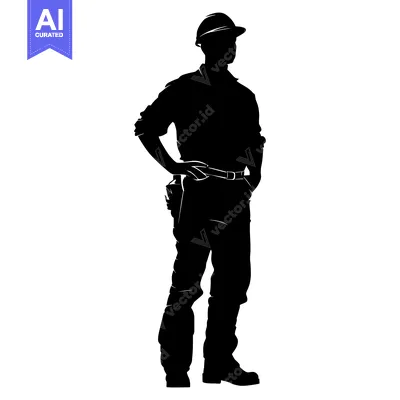 Popular premium asset: Silhouette of a Construction Worker with Hands on Hips