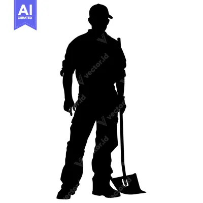 Aset premium populer: Silhouette of a Man Holding a Shovel