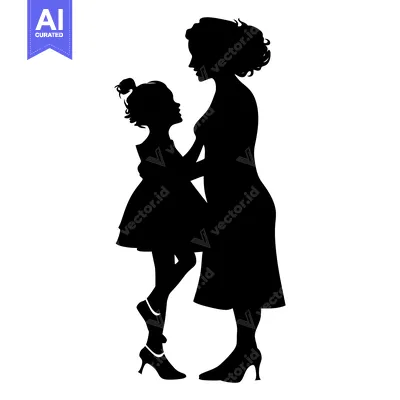 Aset premium populer: Silhouette of a Mother and Daughter Embracing