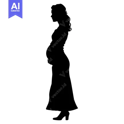 Aset desain premium: Silhouette of a Pregnant Woman in a Dress