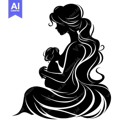 Aset premium populer: Silhouette of a Mother Holding Her Child