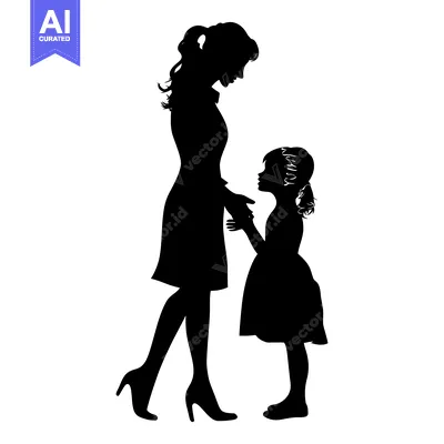 Silhouette of a Mother and Daughter Holding Hands
