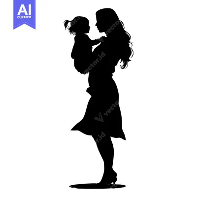 Aset desain premium: Silhouette of a mother holding her child
