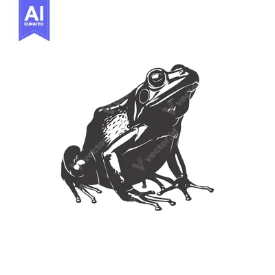 Popular premium asset: Black and White Silhouette of a Sitting Frog