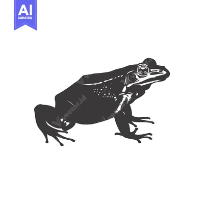 Premium design asset: Black and White Illustration of a Frog in Profile
