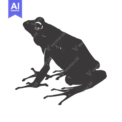 Premium design asset: A Silhouette of a Sitting Frog with Bulging Eyes