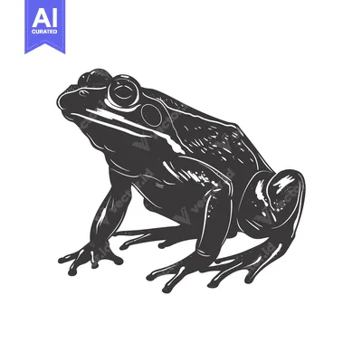 Aset premium populer: A Detailed Illustration of a Black and White Frog