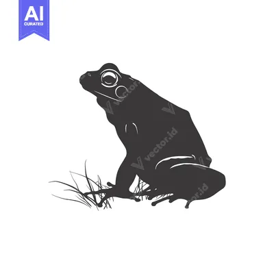 Aset desain premium: Silhouette of a Frog Sitting in Grass