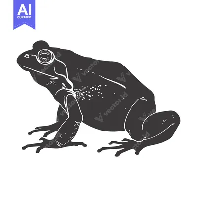 Aset desain premium: A Silhouetted Frog with Detailed Features