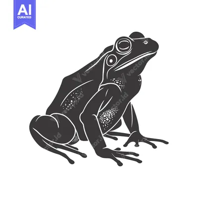 Aset premium populer: Black and White Illustration of a Frog Sitting with its Mouth Open
