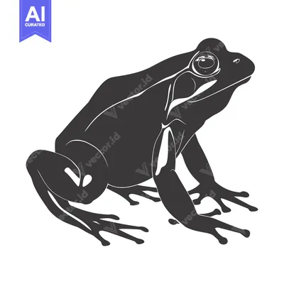 Aset premium populer: Black and White Illustration of a Sitting Frog