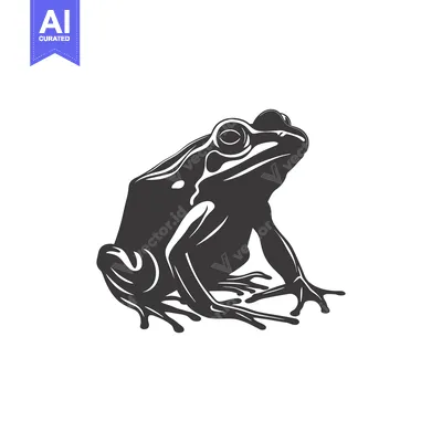 Aset desain premium: A Detailed Silhouette of a Frog Sitting with Its Mouth Closed