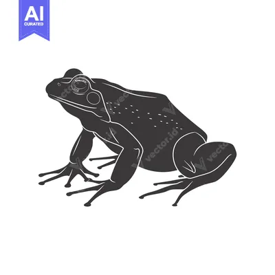Popular premium asset: Black and white silhouette of a frog sitting on a white background