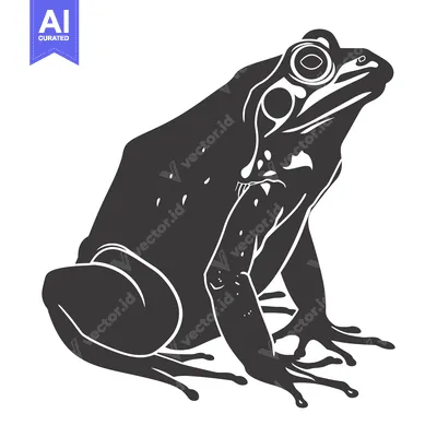 Popular premium asset: Black and White Silhouette of a Frog Sitting with Its Legs Extended