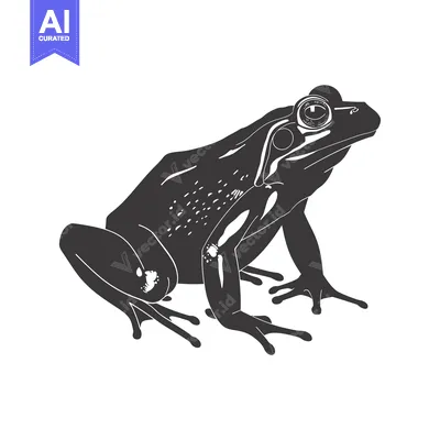 Aset desain premium: A Detailed Black and White Illustration of a Frog