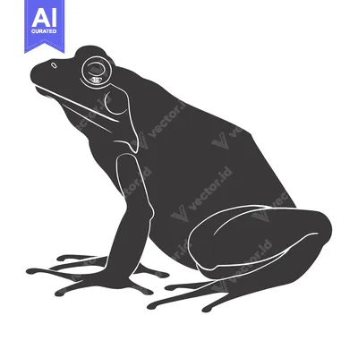 Aset premium populer: Black and White Silhouette of a Sitting Frog