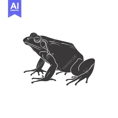Aset desain premium: A Side View Silhouette of a Frog with a White Background