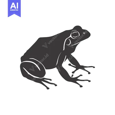 Aset premium populer: A Black Silhouette of a Frog Sitting with Webbed Feet