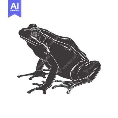 Aset premium populer: Black and White Illustration of a Sitting Frog