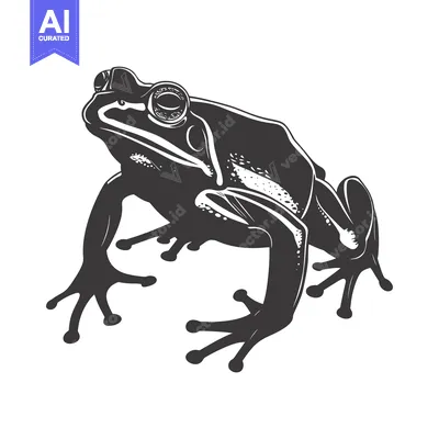 Popular premium asset: Black and White Illustration of a Frog in a Sitting Position