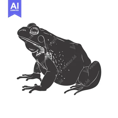 Black and White Silhouette of a Sitting Frog