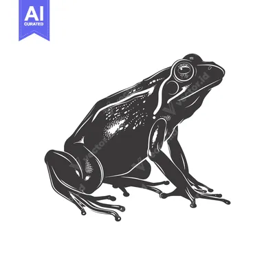 Aset desain premium: Black and White Detailed Illustration of a Frog