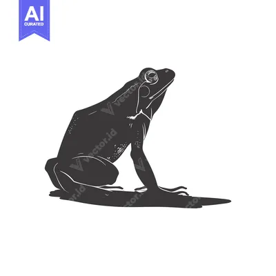 A  Silhouette of a Frog Sitting on a White Background