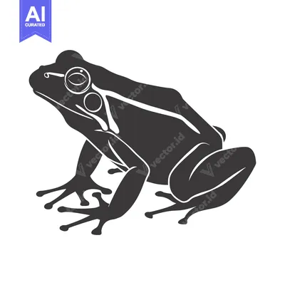 Popular premium asset: Black and white silhouette of a frog sitting on a white background