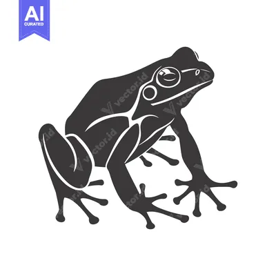 Aset premium populer: Black and White Silhouette of a Sitting Frog